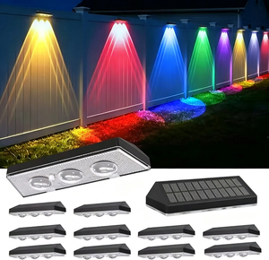 Lámpara Solar para Cercas, RGB+Blanco Cálido, IP65 Impermeable, de ABS, Montaje en Pared, Encendido/Apagado Automático, Batería de Litio, para Jardín y Patio - Product Image 1