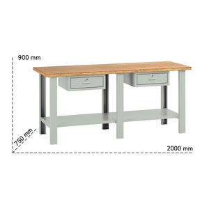 Tecnotelai Établi classique 2000x750x900mm avec plateau en bois et 2 tiroirs - Product Image 2