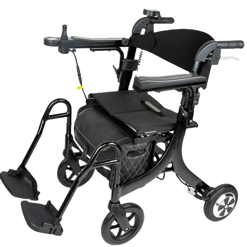 Lightweight Folding Electric Rollator Walker Mobility Aids Wheelchair for Seniors Adults with Seat Foot Rest Product