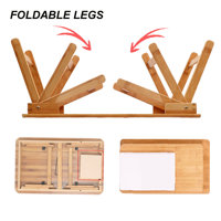 Offre spéciale Table d'ordinateur portable pliable en bambou massif Plateau de lit de service pour petit déjeuner Bureau d'ordinateur portable avec porte-gobelet