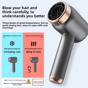 Portátil Mini Secador de Cabelo Quente Ar Frio Carregamento Sem Fio Ion Negativo para Estudante em Casa Dormitório Salon Care Hotel Use USB Power - Product Image 3