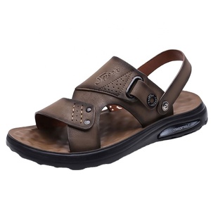 2026 New High Quality Breathable Casual Leather Slippers Outdoor <b>Sandals</b> Men Hiking Safety <b>Elastic</b> Summer Shoes Water EVA Insole - Product Image 1