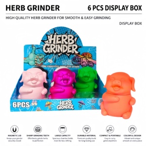 Cute Pig Design Spray Painting Process Manual Metal Material <b>Herb</b> <b>Grinder</b> - Product Image 1