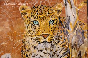 Mosaico de Pared Personalizado de Animales en Dorado, Diseño de Leopardo, Arte en Vidrio y Mármol, para Sala de Estar, Hotel, Villa, Apartamento, Marca Centurymosaic - Product Image 4