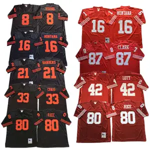 San Francisco Vintage Jerseys 16 Montana 80 Rice 21 Sanders 42 Lott 87 Clark Stitched Retro Throwback America Football Jerseys