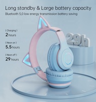 Venta caliente BT029C Blue tooth auriculares inalámbricos Lindo gato oreja electrónica deportes juego auriculares LED cambio de color auriculares