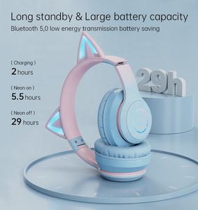 Venta caliente BT029C Blue tooth auriculares inalámbricos Lindo <span class=keywords><strong>gato</strong></span> oreja electrónica deportes <span class=keywords><strong>juego</strong></span> auriculares LED cambio de color auriculares - Product Image 6
