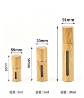 Botol Kaca Bambu Isi Ulang dengan Ukiran Pribadi 5ml/10ml Bentuk Silinder Ukuran Dapat Disesuaikan untuk Parfum Perawatan Kulit Esens