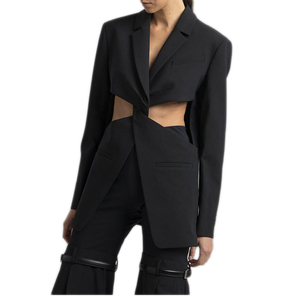 <span class=keywords><strong>Blazer</strong></span> casual personalizzato moda calda da donna scavato da esporre in vita <span class=keywords><strong>Blazer</strong></span> da ufficio foderato monopetto attorcigliato elegante <span class=keywords><strong>Blazer</strong></span> causale - Product Image 2