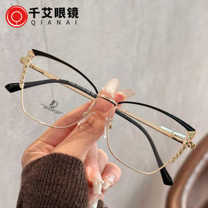 Monture de lunettes œil-de-chat Qianai pour femme JS9-4-1108, monture complète, verres anti-lumière bleue AC, design irrégulier - Product Image 5