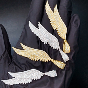 Bottom Factory Price Protection Charm <strong>Angel</strong> <strong>Wings</strong> Moissanite <strong>Pendant</strong> Pass Diamond Tester Moissanite Hip Hop <strong>Pendant</strong> - Product Image 1