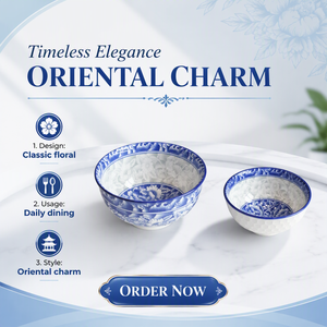 Bol en porcelaine rond LEXI durable de 5,5 pouces, motif floral bleu chinois, origine Guangdong, pour la maison, les restaurants et les hôtels - Product Image 2