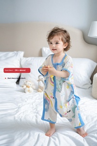 Sac de couchage en gaze pour bébé Printemps Été Couette fine avec jambes à manches courtes Imperméable pour toutes les saisons Motif de dessin animé - Product Image 6