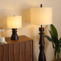 Lampe sur pied en bois massif rétro Wabi-sabi, lumière verticale LED, design minimaliste, intensité réglable, abat-jour en tissu, pour la maison, le bureau, le salon, la chambre à coucher