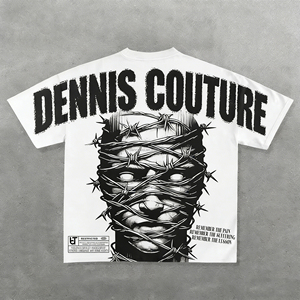 เสื้อยืดคอกลมทรงบ็อกซี่แบบครอปพิมพ์ลายคุณภาพสูงสำหรับผู้ชาย เสื้อยืดโอเวอร์ไซส์ลายกราฟิกผ้าคอตตอน 100% เนื้อหนา รับสั่งทำ - Product Image 1