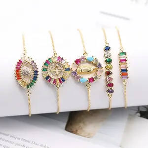 2023 New Gold Plated Rainbow Bisuteria Bracelet Accessories Women