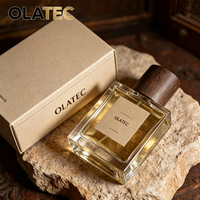 Botella de Perfume de Lujo Minimalista, Botella de Perfume de Vidrio Vacía con Tapa de Madera, Botellas de Perfume con Cajas de Empaque