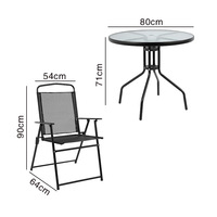 Uplion Ensemble de salle à manger d'extérieur 4 pièces avec table de jardin, chaises et parasol, chaise pliante de patio avec table en verre