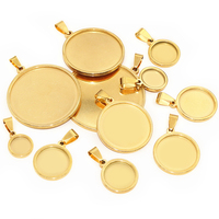 5 pièces 10-40mm taille intérieure épais en acier inoxydable plaqué or pendentif Cabochon blanc Base réglage breloque plateau bijoux à bricoler soi-même accessoires