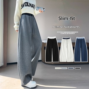 <span class=keywords><strong>Pantalon</strong></span> de sport décontracté à jambes larges en <span class=keywords><strong>velours</strong></span> vintage taille haute pour femmes, nouvelle collection automne-hiver - Product Image 2