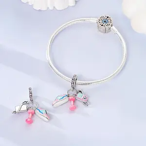 MULA Charms Plata De Ley 925 Silver Rose Colorful Zircon Charms Beads Pendant Fit Original Bracelet Children's Anniversary DIY - Product Image 5