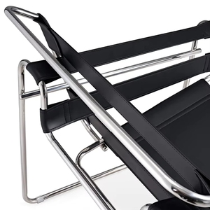Fauteuil d'appoint électrique moderne en similicuir noir avec structure <span class=keywords><strong>tubulaire</strong></span> en acier pour salon, chambre et hôtel - Product Image 5