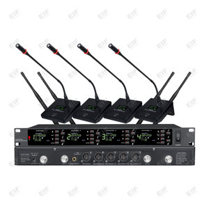 DA-8024 UHF 4-Channel Wireless Microphone System with AA Battery and XLR Connector-Handheld/Lavalier/Headset/Desktop Use - Product Image 5
