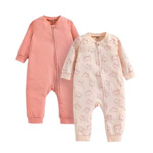 Ropa de bebé para niñas y niños pequeños, mono de bebé con <span class=keywords><strong>cremallera</strong></span>, cuello de béisbol, peleles de algodón orgánico para bebés - Product Image 1