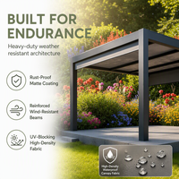 Pergola motorisée à lames orientables en aluminium noir 3x4m 3x6m, romantique, moderne, à ombrage réglable, durable pour balcon, extérieur, jardin