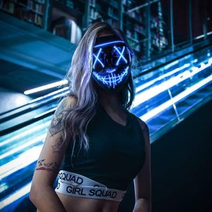 Máscara Luminosa POWER con Diseño en Forma de V, Máscara LED con Efecto de <span class=keywords><strong>Sangre</strong></span> Terrorífica, Fluorescente, para Fiestas de Disfraces y Cosplay - Product Image 5