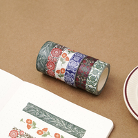 Ensemble de rubans washi floraux personnalisés avec logo, 7 m, ruban adhésif botanique esthétique pour journalisation et artisanat professionnel