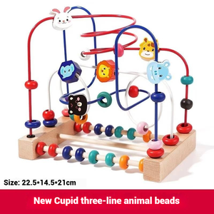 Bloque de apilamiento de cuentas de madera Montessori para niñas, juguete educativo sensorial de borde liso para el desarrollo del juego y la inteligencia - Product Image 3