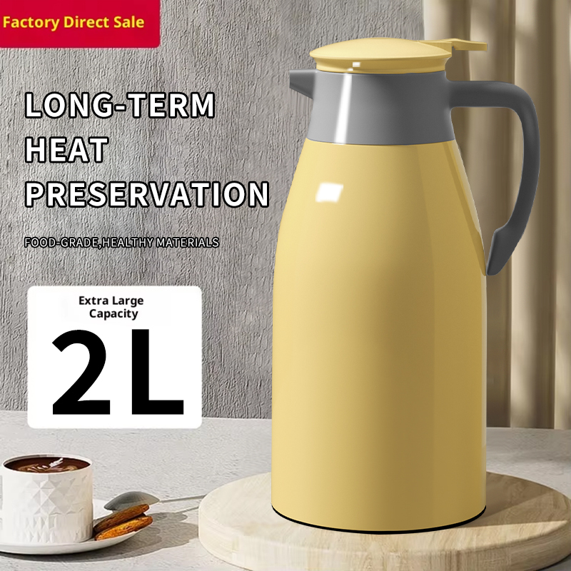 Large Capacity Food-grade Vacuum Insulated Thermos Flask 24-36 Hours Thermal Insulation Hand Grip Modern Portable Water Kettle