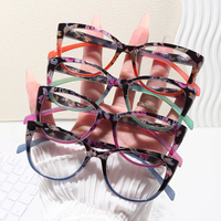 Lunettes de vue œil-de-chat demi-cerclées à imprimé floral tendance pour femmes, verres transparents, style élégant, légères, RML