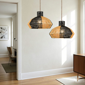 Handmade Woven Paper <b>Rope</b> Pendant Lampshade Rustic Style Eco Friendly Bedroom Coffee Shop Decorative <b>Light</b> Cover XH25-413 - Product Image 3