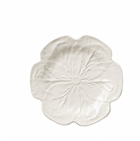 Ensemble d'assiettes de service en céramique à bordure en relief en forme de feuille de lotus, assiette blanche créative pour fruits et accompagnements, assiette plate décorative vintage