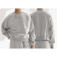 Sweat-shirt à coupe ample en coton lourd 420 g/m² avec logo personnalisé brodé en appliqué |   Pull court et large pour homme |   Streetwear vintage