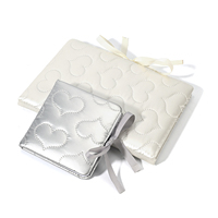 Carnet en cuir PU avec nœud, motif cœur en satin, fermeture à ruban, journal mignon Kawaii pour filles, étudiantes, livre d'or de mariage, cadeau