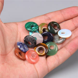 18 мм натуральный драгоценный камень аметист розовый кварц нефрит большое отверстие круг пончик с пряжкой мира кулон для ожерелья изготовления ювелирных изделий - Product Image 6