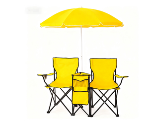 كراسي مخيم الشاطئ المحمولة عالية الجودة ذات المقعد المزدوج قابلة للطي مع مظلة طاولة حفلات خارجية - Product Image 6