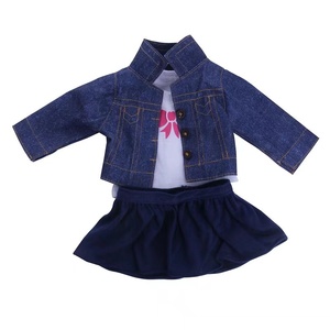 Vestiti per Bambole Americane da 43cm, Completo in Denim Tre Pezzi: T-shirt, Giacca e Gonna per Bambole Baby Bew e Rebron da 18 Pollici, Giocattoli Regalo per Bambini - Product Image 5