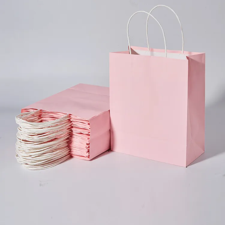 Hot Selling High Quality Custom Cheap Wholesale Price Pink Kraft Paper Bag With Logo