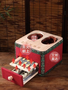 Boîte à moxibustion pour les pieds en bois miniature, design sans fumée, merveilleuse, double couche et moxibustion au gingembre - Product Image 3