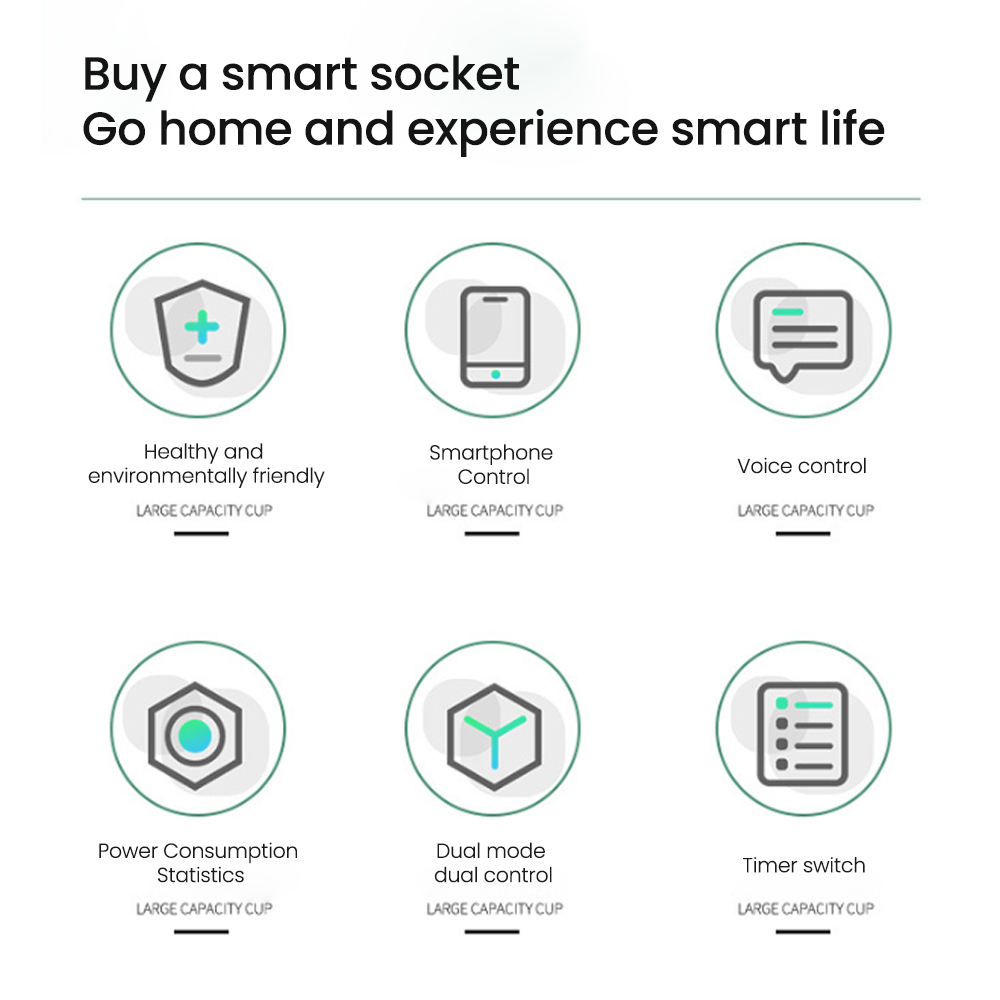 Honpnk Google Home Alexa-Supports 16A South Africa Smart Life Power Remote Control Monitor Adapter Wifi Smart SocketPower Socket