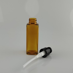 Botella Dispensadora de Loción Recargable con Bomba Cuadrada Color Ámbar para Champú, Aceite Esencial, Jabón Líquido - Product Image 3