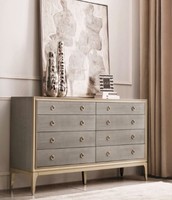 Ensemble de meubles de chambre à coucher de luxe haut de gamme en bois massif, style américain, design italien tendance, avec armoire assortie, taille King Size