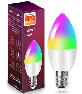 Tuya หลอดไฟแอลอีดีอัจฉริยะ Wi-Fi โคมไฟ RGB LED E14ทำงานร่วมกับ alexa/<span class=keywords><strong>google</strong></span> home/<span class=keywords><strong>siri</strong></span>/ ชีวิตอัจฉริยะ85-265V RGB + หลอดไฟวิเศษหรี่แสงได้สีขาว - Product Image 1