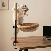Lit de bureau pour chat à fixation murale peu encombrant avec griffoir intégré pour bureaux – Support robuste pour chats d'intérieur