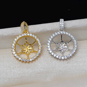 Pendentif ange en argent Wenchi S925, perle de 12-13 mm, accessoires de bricolage, plateau vide semi-fini, modèle de bandeau pour cheveux de femme, modèle 14203 - Product Image 2