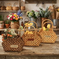 Panier à fleurs en bois avec poignées, panier pour demoiselle d'honneur, panier cadeau de Pâques, arrangement de fleurs séchées, décoration intérieure, vente en gros